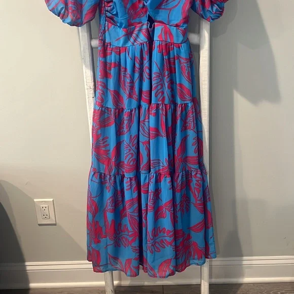 Pre-Loved Flying Tomato | Blue and Pink Maxi Dress Size L - Picture 4 of 10